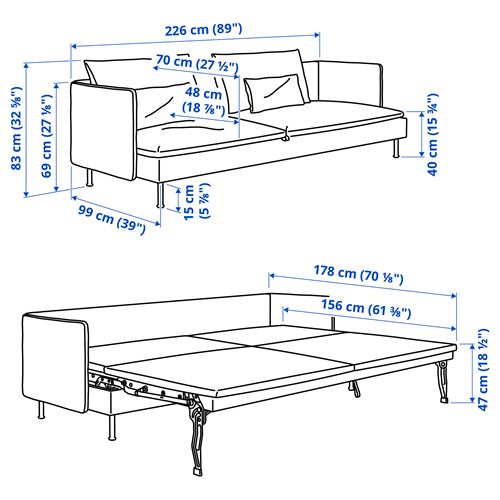 IKEA - SÖDERHAMN, 3'lü yataklı kanepe, fridtuna açık bej
