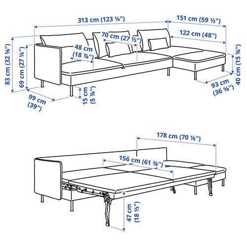IKEA - SÖDERHAMN, 4'lü yataklı köşe kanepe, viarp Bej-kahverengi