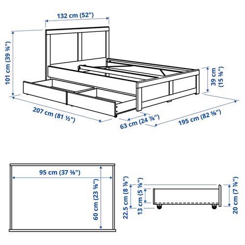 IKEA - FAGELFJALLET/LURÖY, tek kişilik karyola, kırık beyaz, 120x200 cm