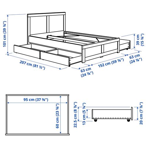 IKEA - FAGELFJALLET, çift kişilik karyola, kırık beyaz, 140x200 cm