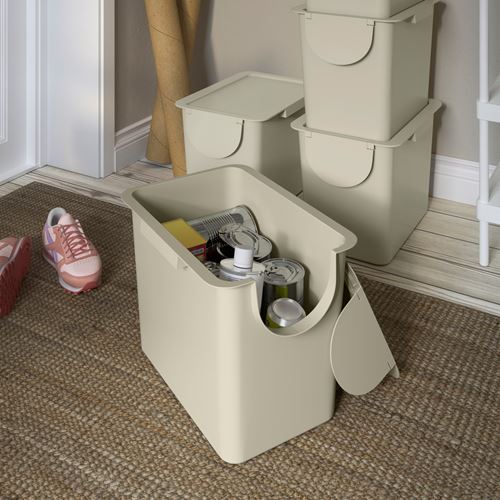 IKEA - TRÖSKNING, atık ayırma kutusu, açık bej, 25 lt