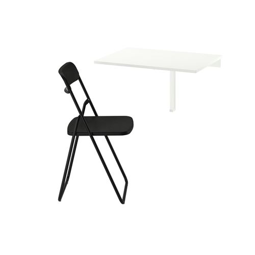 IKEA - NORBERG/VIHALS, yemek masası takımı, beyaz-knisa açık gri, 1 sandalyeli