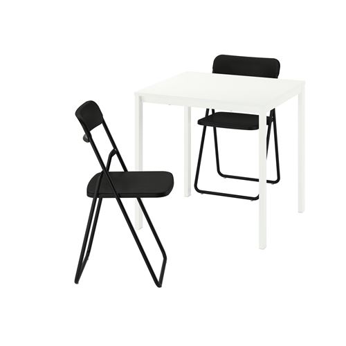 IKEA - VIHALS, yemek masası takımı, beyaz-siyah, 2 sandalyeli
