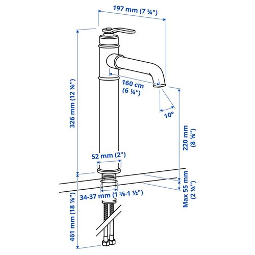 IKEA - TAKSJÖN, bath tap, metal color, 33 cm