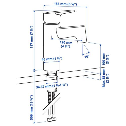 IKEA - MAJSJÖN, lavabo bataryası, krom kaplama, 19 cm