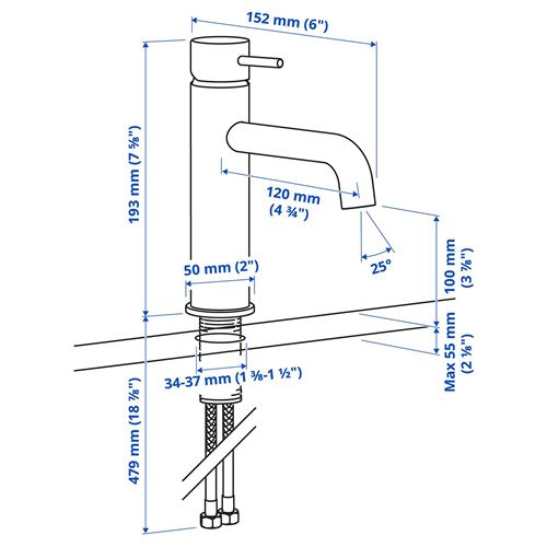 IKEA - SALLSJÖN, bath tap, black, 19 cm