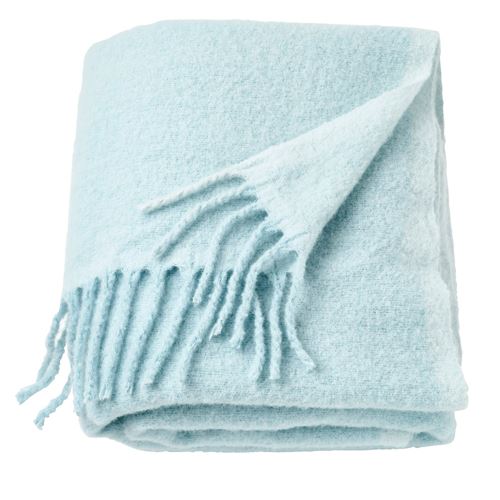 IKEA - KLIPPOXEL, throw, light blue, 130x170 cm
