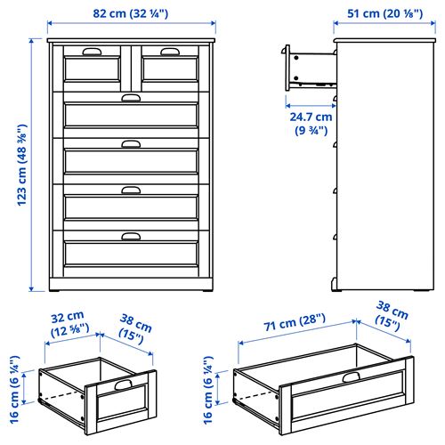 IKEA - FAGELFJALLET, chest of 6 drawers, off white, 82x51x123 cm
