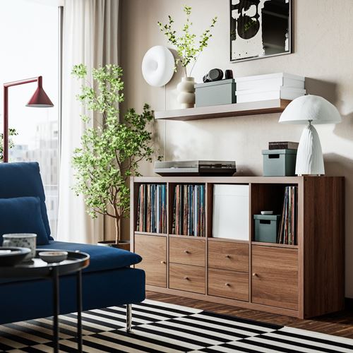 IKEA - KALLAX, insert with door, brown-walnut effect, 33x33 cm