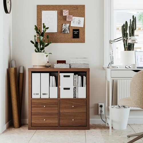 IKEA - KALLAX, open shelving unit, brown walnut effect, 77x77 cm
