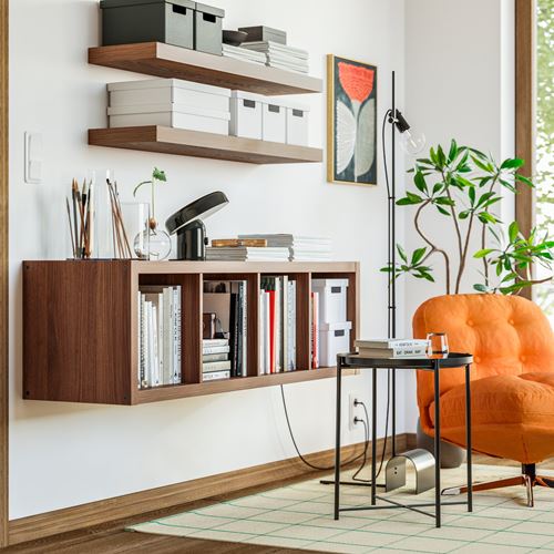 IKEA - KALLAX, open shelving unit, brown-walnut effect, 42x147 cm
