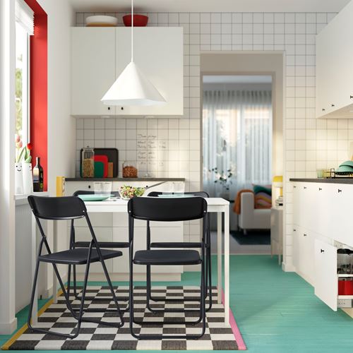 IKEA - VIHALS, yemek masası takımı, beyaz-siyah, 4 sandalyeli