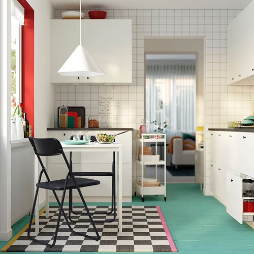 IKEA - VIHALS, yemek masası takımı, beyaz-siyah, 2 sandalyeli