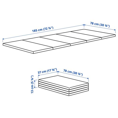 IKEA - PLUFSIG, katlanır jimnastik minderi, mavi-yeşil, 78x185 cm