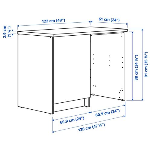 IKEA - KNOXHULT, base cabinet with door and niche, dark grey, 120x61x91 cm
