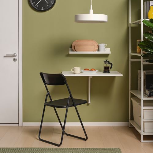 IKEA - NORBERG/VIHALS, yemek masası takımı, beyaz-knisa açık gri, 1 sandalyeli