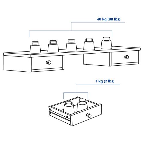 IKEA - GULLABERG, çalışma masası ek ünite, beyaz, 110x31x12 cm