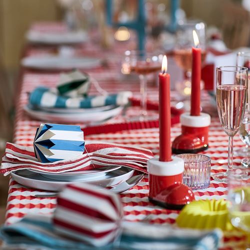IKEA - VINTERFINT, candlestick, red/white, 7 cm