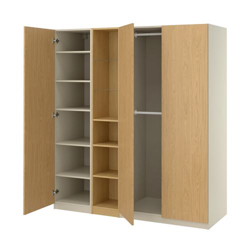 IKEA - PAX/STORKLINTA, PAX gardırop, gri-bej-meşe görünümlü, 185x58x201 cm