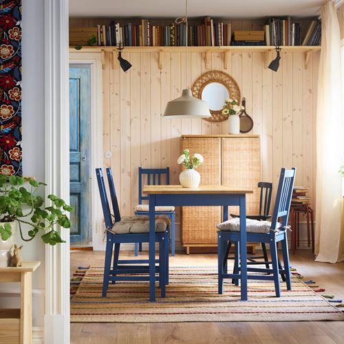 IKEA - PINNTORP, mutfak masası, açık kahverengi boyalı-mavi boyalı çam, 4 kişilik