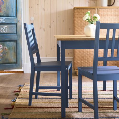 IKEA - PINNTORP, ahşap sandalye, çam-mavi