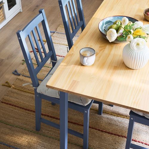 IKEA - PINNTORP, mutfak masası, açık kahverengi boyalı-mavi boyalı çam, 4 kişilik