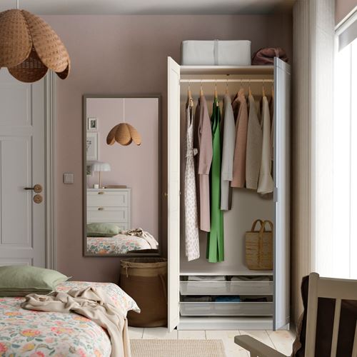 IKEA - PAX/KAMMARTORP/FLISBERGET, PAX wardrobe, white/grey, 100x60x201 cm