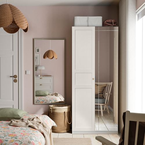 IKEA - PAX/KAMMARTORP/FLISBERGET, PAX wardrobe, white/grey, 100x60x201 cm