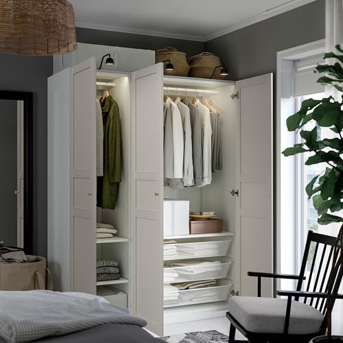IKEA - PAX/FLISBERGET, PAX wardrobe, white/white, 150x60x201 cm