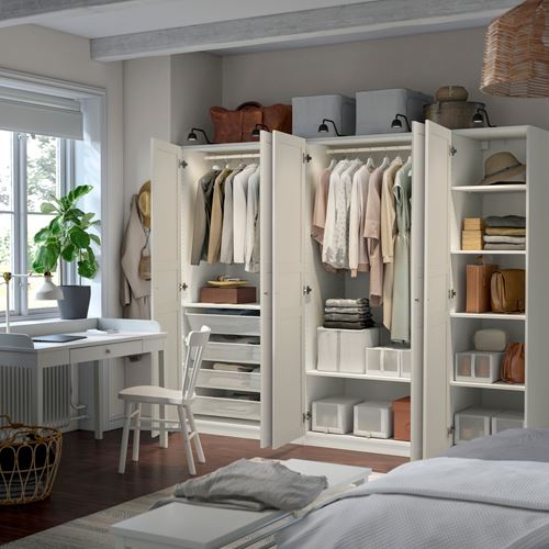 IKEA - PAX/FLISBERGET, PAX wardrobe, white-off white, 250x60x201 cm