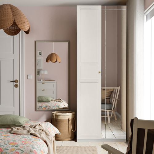 IKEA - PAX/KAMMARTORP/FLISBERGET, PAX wardrobe, white/grey, 100x60x236 cm