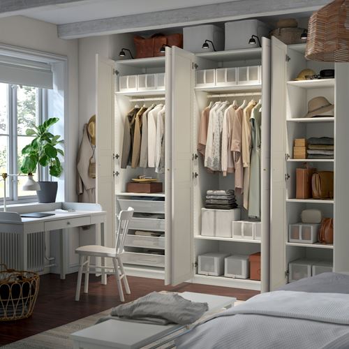IKEA - PAX/FLISBERGET, PAX wardrobe, white/white, 250x60x236 cm