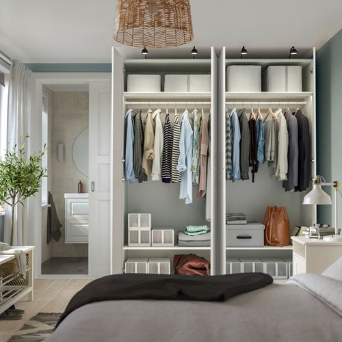 IKEA - PAX/FLISBERGET, PAX wardrobe, white-off white, 200x60x236 cm