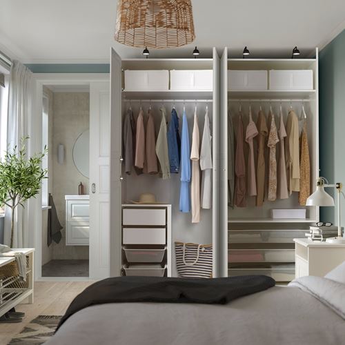 IKEA - PAX/FLISBERGET, PAX wardrobe, white/white, 200x66x236 cm