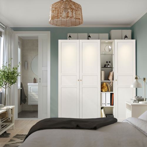 IKEA - PAX/FLISBERGET, PAX wardrobe, white-off white, 185x60x201 cm