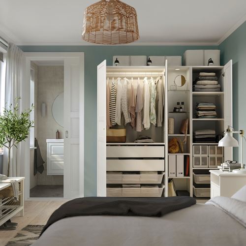 IKEA - PAX/FLISBERGET, PAX wardrobe, white-off white, 185x60x201 cm