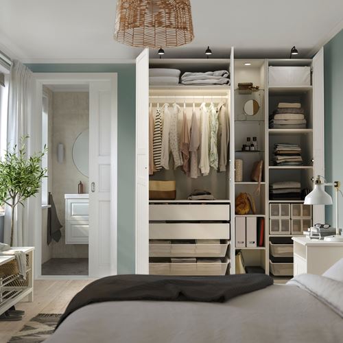 IKEA - PAX/FLISBERGET, PAX wardrobe, white-off white, 185x60x236 cm