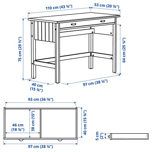 IKEA - BRYTNING, desk, white, 110x53 cm