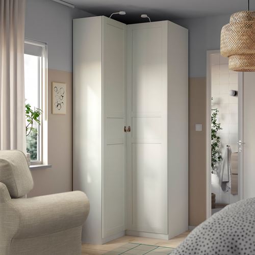 IKEA - PAX/FLISBERGET, PAX corner wardrobe, white-off white, 111/88x236 cm