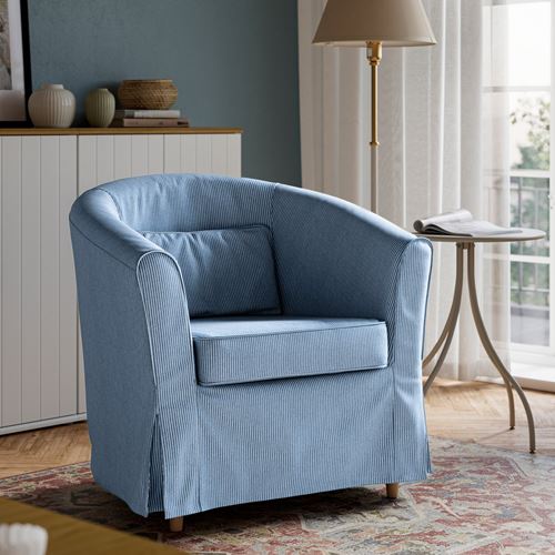 IKEA - TULLSTA, armchair, sjölyckan dark blue-beige stripes