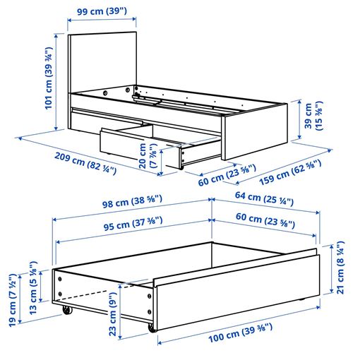 IKEA - STORKLINTA/LÖNSET, single bed, oak effect, 90x200 cm