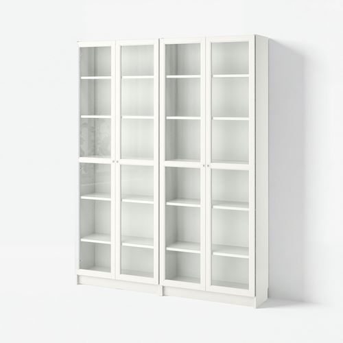 IKEA - BILLY, cam kapaklı kitaplık, beyaz-cam, 160x30x202 cm