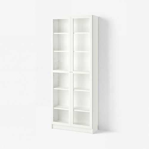 IKEA - BILLY, bookcase with glass door, white, 80x30x202 cm
