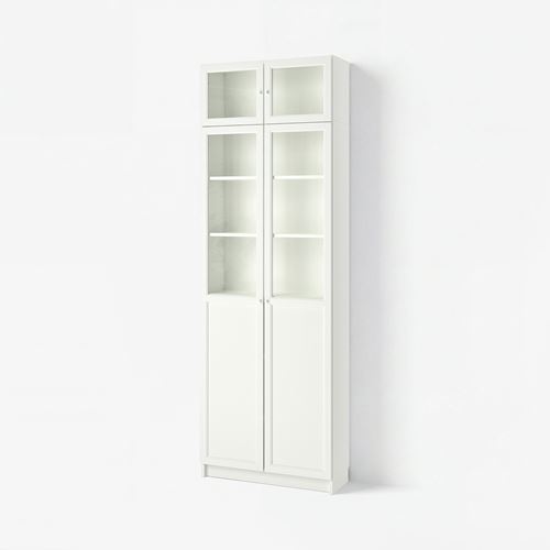 IKEA - BILLY, cam/panel kapaklı kitaplık, beyaz, 80x30x237 cm