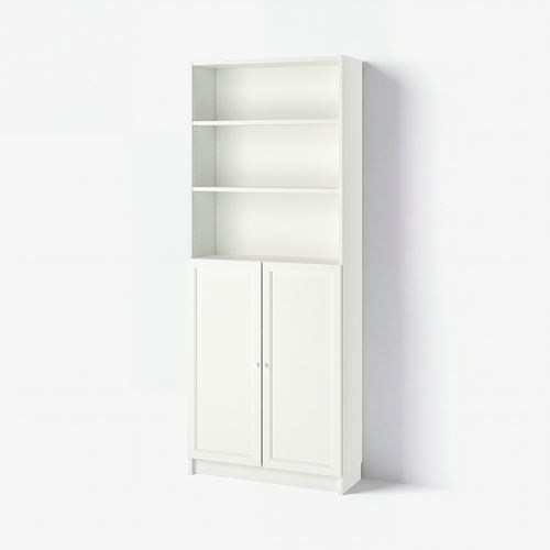 IKEA - BILLY, bookcase with half panel, white, 80x30x202 cm