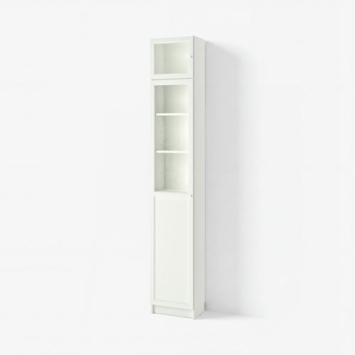 IKEA - BILLY, bookcase with glass/panel doors, white/glass, 40x30x237 cm