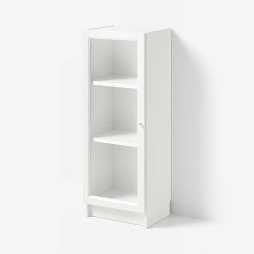 IKEA - BILLY, bookcase with door, white/transparent glass, 40x30x106 cm