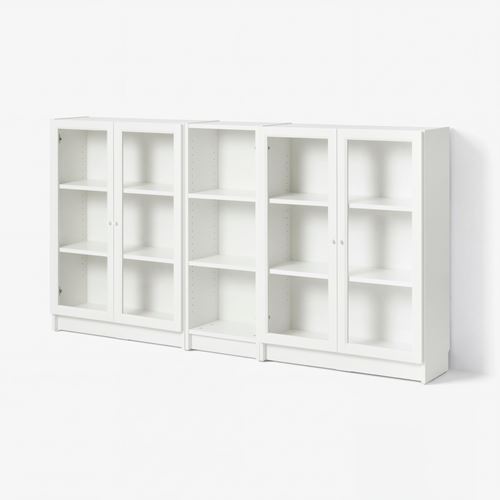 IKEA - BILLY, bookcase with door, white/transparent glass, 200x30x106 cm
