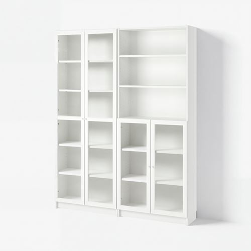 IKEA - BILLY, bookcase with glass door, white/transparent glass, 160x30x202 cm