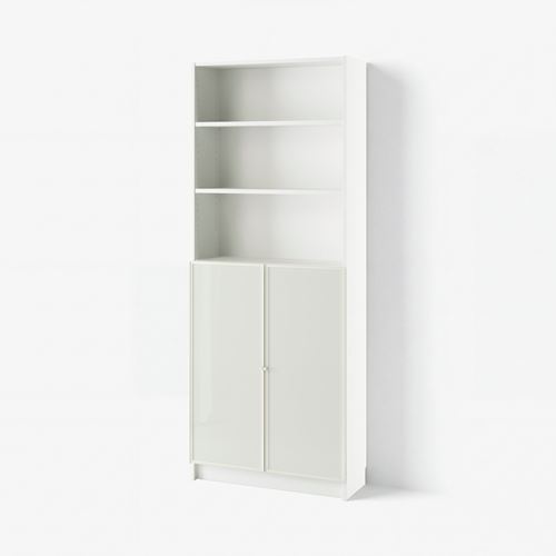 IKEA - BILLY, bookcase with half panel, white, 80x30x202 cm